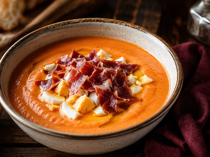 Receta: salmorejo con jamón ibérico de bellota