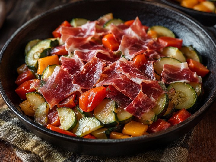 Receta: verduras con paleta ibérica